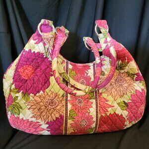Vera Bradley Fall Mums shoulder bag with silver attachments and magnetic closure